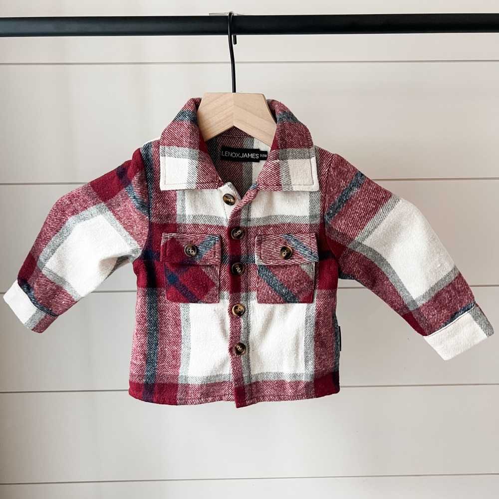Plaid Kids Jacket in Red and White